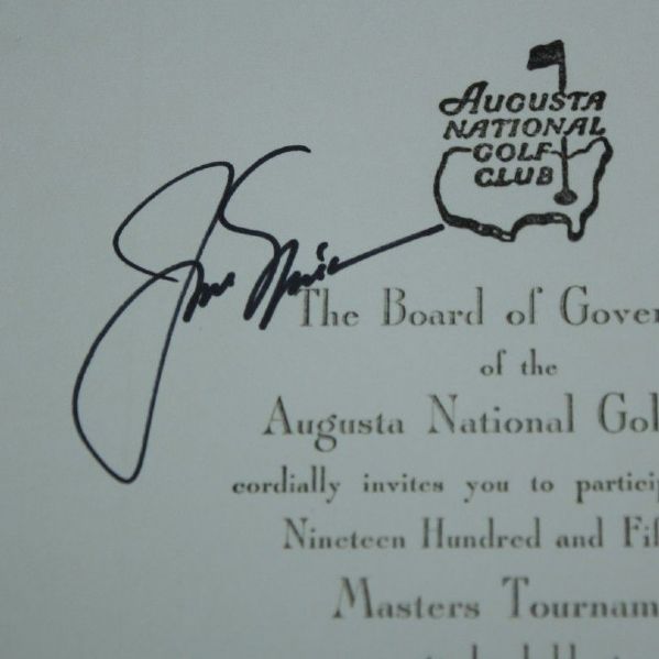 Jack Nicklaus Signed Reproduction 1959 Masters Tournament Invitation Letter JSA COA
