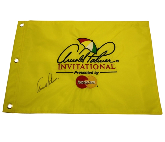 Arnold Palmer Signed Undated Arnold Palmer Invitational Embroidered Flag JSA COA