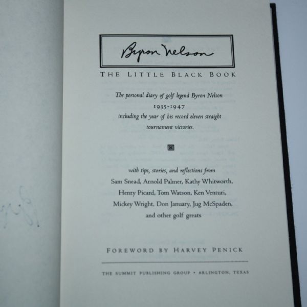 Byron Nelson Signed Book 'The Little Black Book' - Nissan Open JSA COA