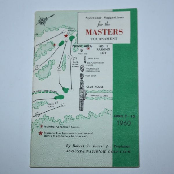 1960 Masters Spectator Guide-Arnold Palmer's 2nd of 4 Masters Wins-Near Mint!