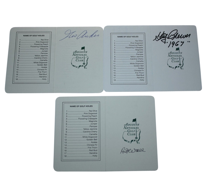 Art Wall, George Archer, and Gay Brewer Signed Masters Scorecards JSA COA