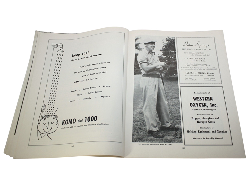 1952 US Amateur Program - Seattle Golf and CC - with Signed Winner Jack Westland Cut JSA COA
