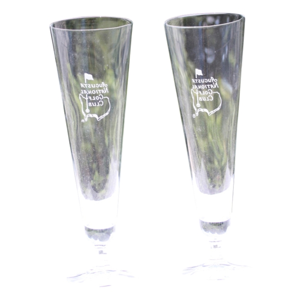 Set of Two Augusta National Member Glass Pilsner Stem Glasses