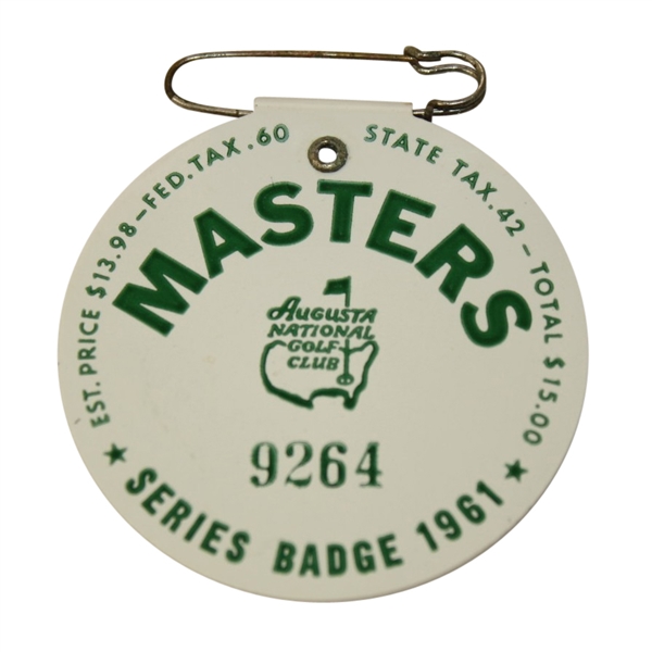 1961 Masters Tournament Badge - #9264