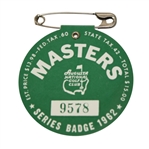 1962 Masters Tournament Badge - #9578