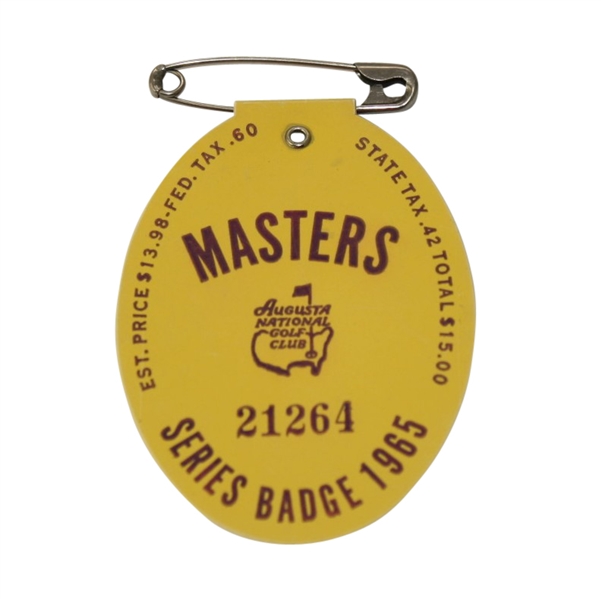 1965 Masters Tournament Badge - #21264