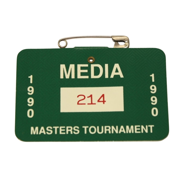 1990 Masters Tournament Media Badge #214-Nick Faldo's 2nd Masters win