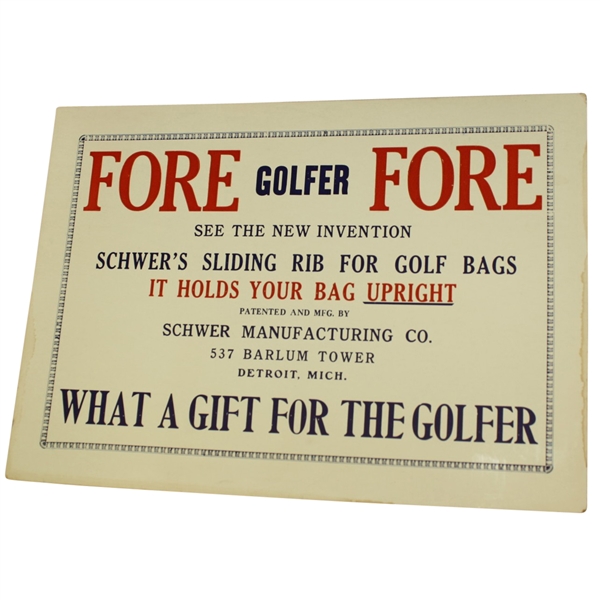 1930's Golf Bag Stand Broadside Advertising - Clean - Schwer Invention