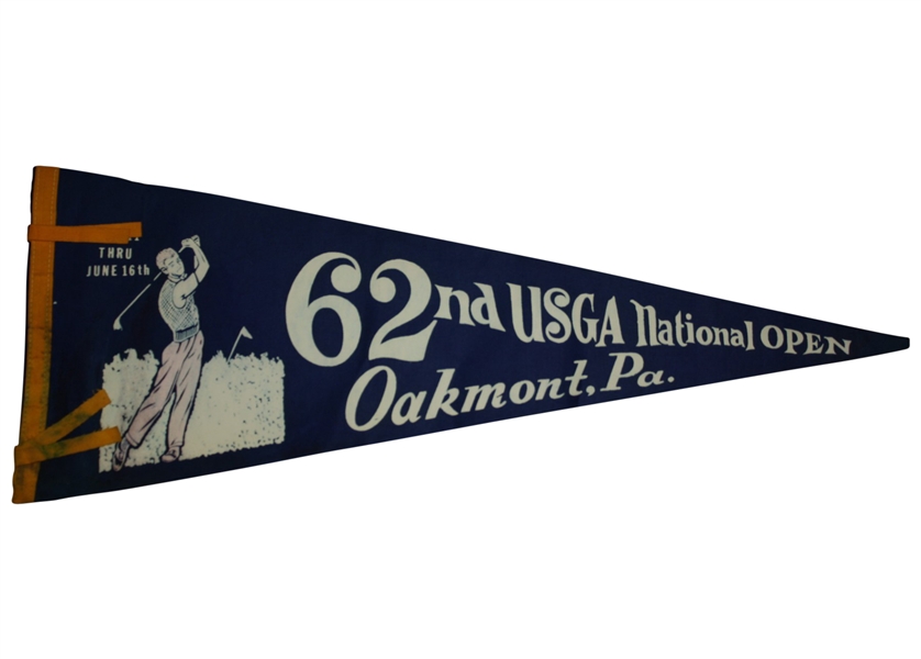 Vintage 1962 U.S Open Pennant - Oakmont - Nicklaus/Palmer