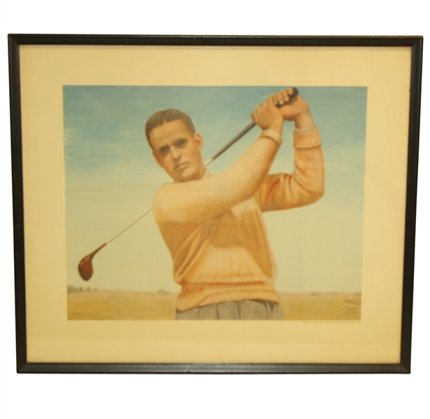 Original Print of Dwight Eisenhower's Painting of Bobby Jones-With Ike Thank You Note