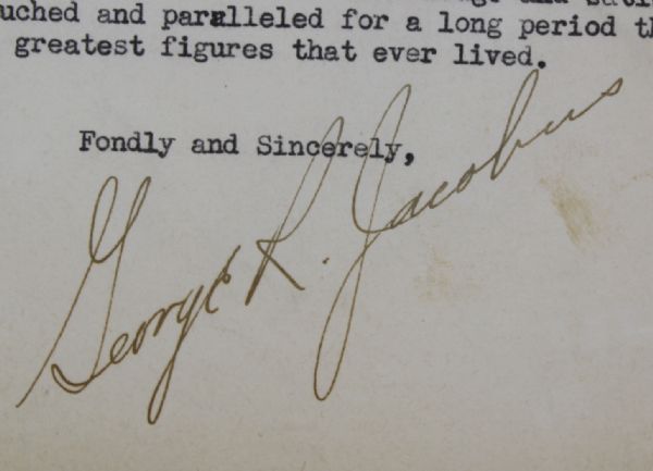 George R. Jacobus Letter to Walter Hagen-On 25th Anniversary of Haig's First Major