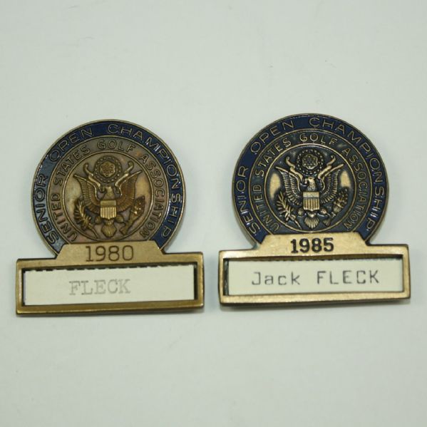 Lot of 2 USGA Senior Open Championship Badges - 1980 and 1985