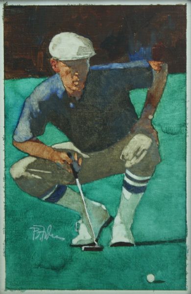 Payne Stewart Original Bart Forbes Painting Golf's Greatest Card Set-Signature