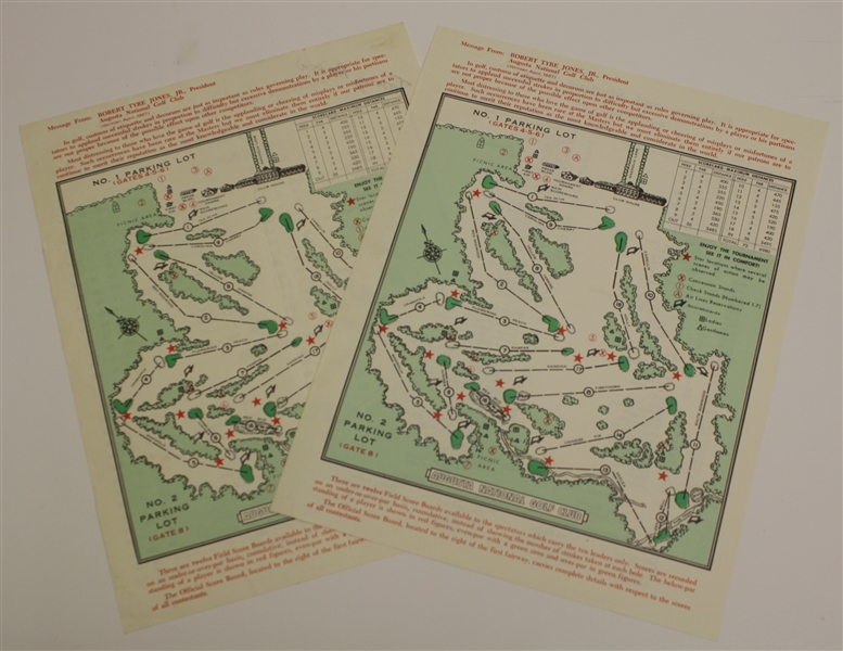 1973 Masters Thursday and Sunday Pairing Sheets - Tommy Aaron Victory