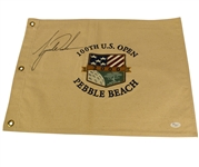 Tiger Woods Signed Tan Canvas Pebble Beach 2000 Flag - Tiger Slam (1) JSA #X96557
