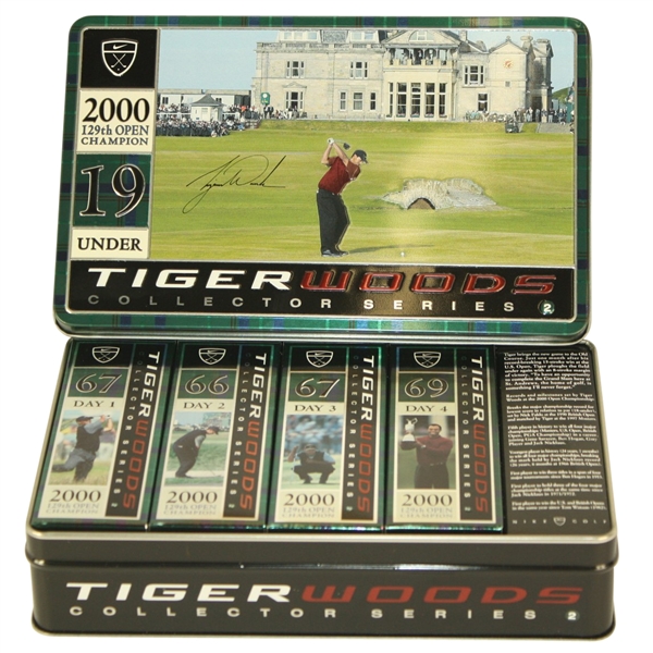 2000 Tiger Woods Nike Commemorative Open Champion Dozen Ball Tin Box Set