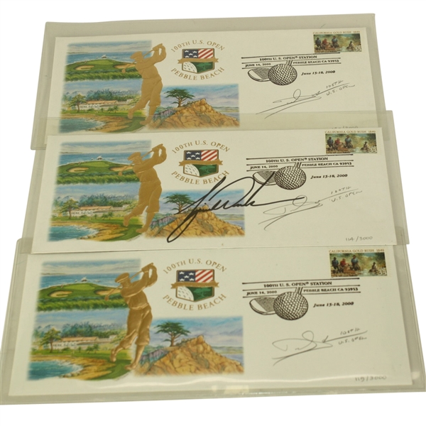 Tiger Woods Signed 100th U.S. Open Cachet From Pebble Beach Plus 2 Others JSA COA