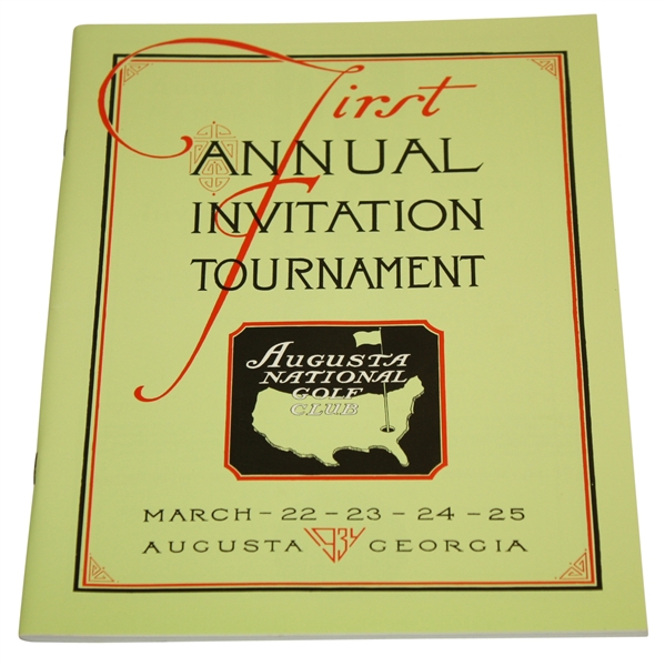 1934 First Annual Invitational Tournament Program - 1998 Reprint in Mint Condition 