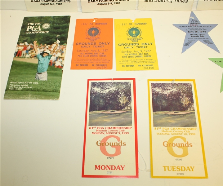 Miscellaneous Lot of Major Tickets, Pairing Sheets, and Guides - US Open, PGA, and The Open
