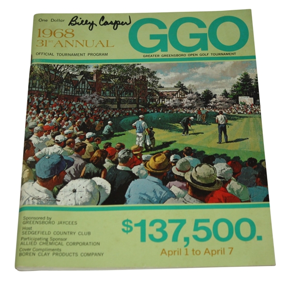 Billy Casper Signed 1968 Greater Greensboro Open Golf Program JSA COA