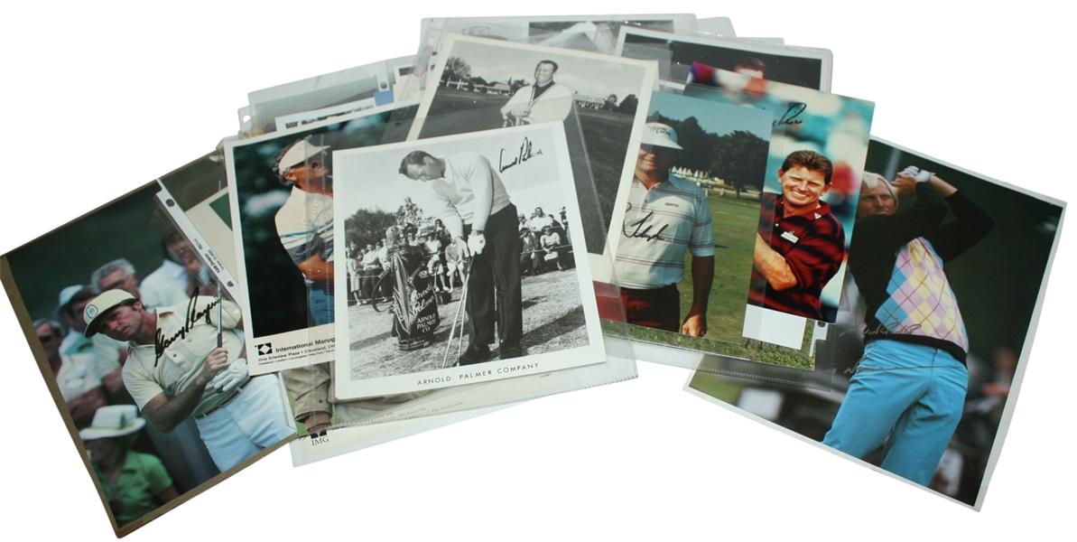 Lot of 49 Signed Golf Photos - Palmer, Player, Floyd, and many others JSA COA