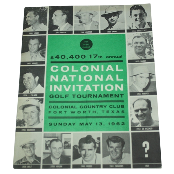 1962  Colonial National Invitational Golf Tournament Program-Hogan/Snead Program