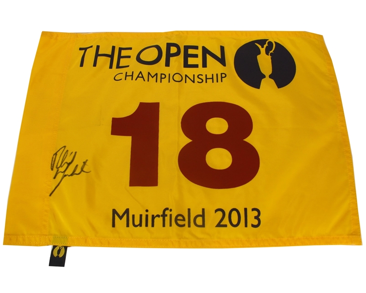 Phil Mickelson Signed 2013 Open Flag - Muirfield JSA COA