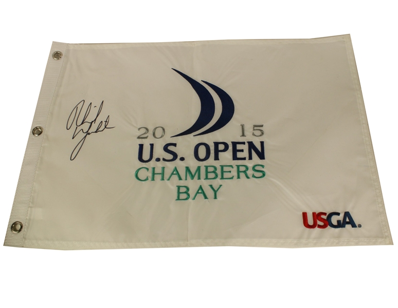 Phil Mickelson Signed 2015 US Open Embroidered White Flag - Chambers Bay JSA COA