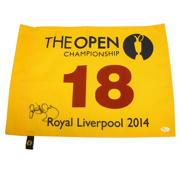 Rory McIlroy Signed 2014 OPEN Championship Royal Liverpool Flag JSA #M35507