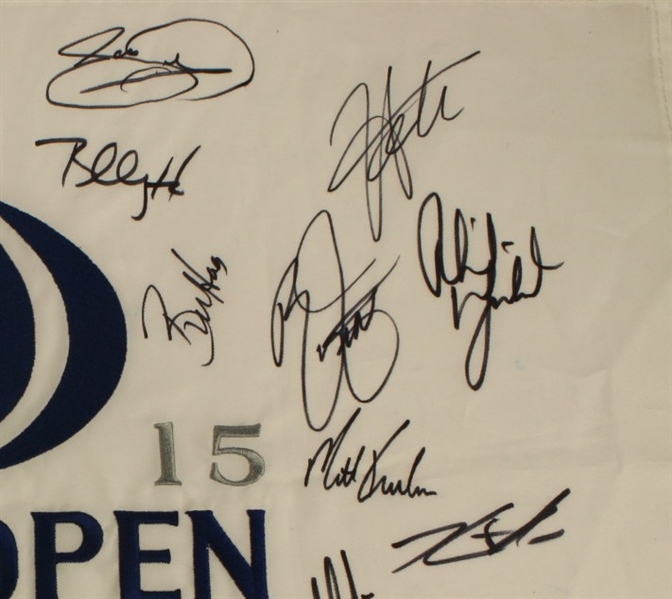 Multi-Signed 2015 US Open Chambers Bay White Embroidered Flag SPIETH, DJ, DAY! - 26 Stars JSA COA