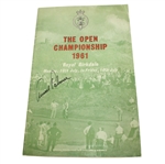 1961 British Open Program Signed by Arnold Palmer - Royal Birkdale JSA COA