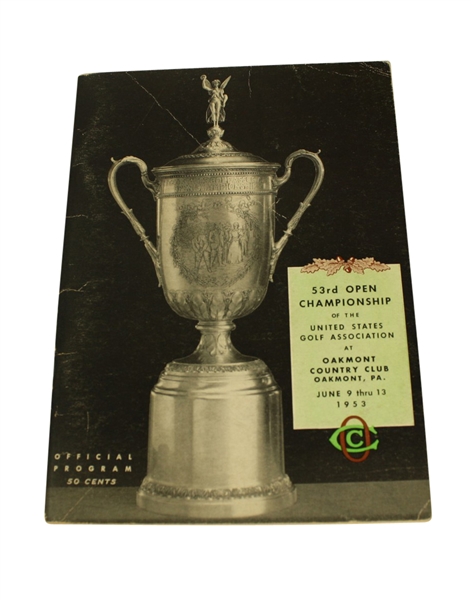 1953 US Open Championship Program - Ben Hogan Oakmont Victory- 8th & Final Major