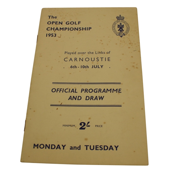 1953 British Open Program - Ben Hogan Winner - Carnoustie