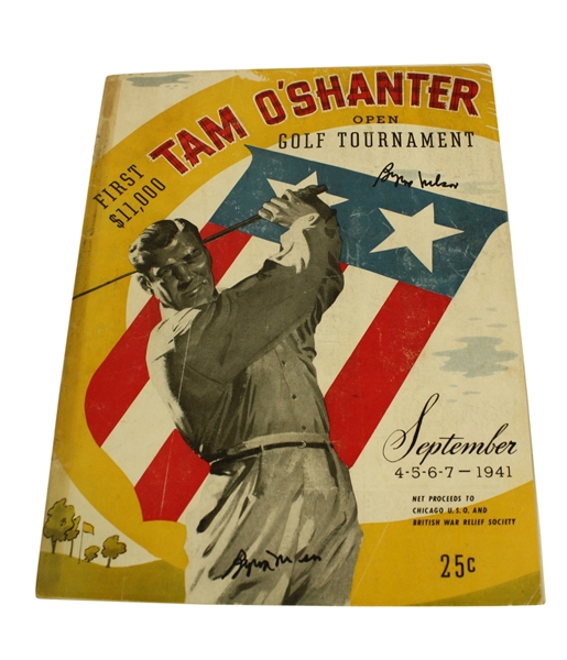 1941 First Tam O'Shanter All American  Program Signed by Winner Byron Nelson JSA COA
