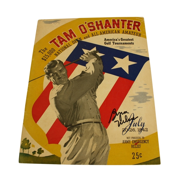 1942 Tam O'Shanter Program Signed by Winner Byron Nelson JSA COA
