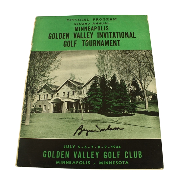 1944 Golden Valley Invitational Program Signed by Byron Nelson-Minneapolis, Mn