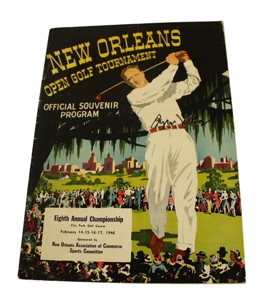 1946 New Orleans Open Program Signed by Winner Byron Nelson JSA COA