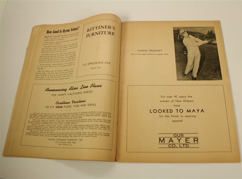 1946 New Orleans Open Program Signed by Winner Byron Nelson JSA COA