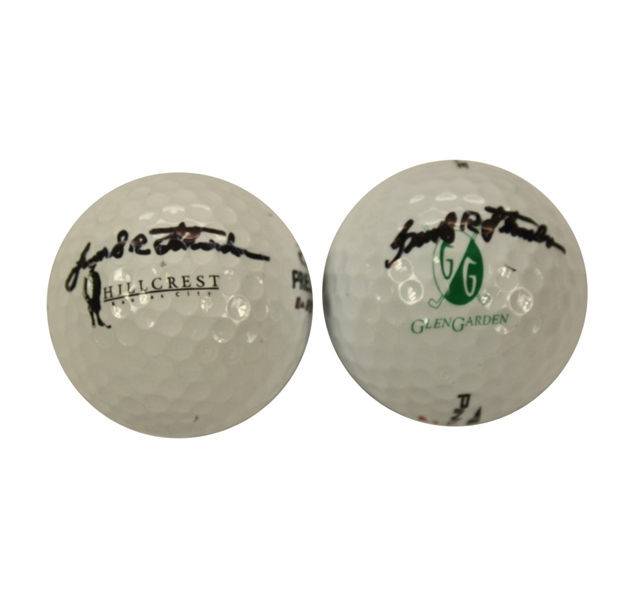 Lot of Two Course Logo Balls Signed by Frank Stranahan from PGA (KC & Fort Worth Invit) Wins JSA COA