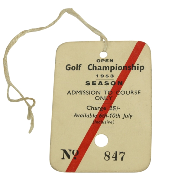 1953 Open Championship Week Badge - Carnoustie - #847 Ben Hogan Winner