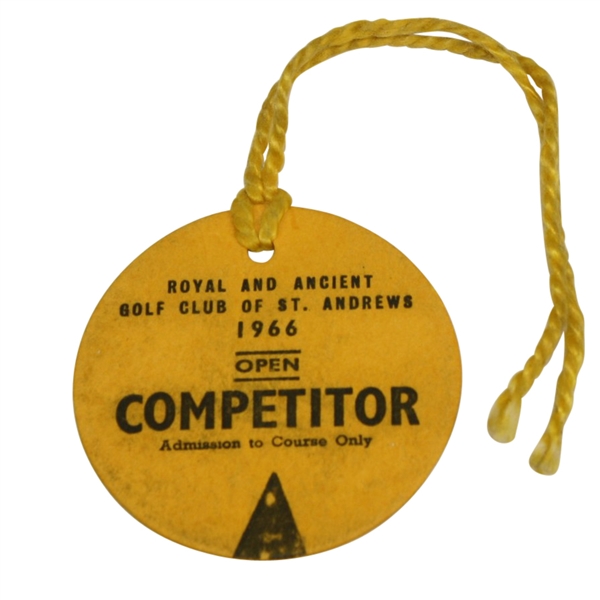 1966 Open Competitor Badge - #218 -Jack Nicklaus 1st Open Victory - Muirfield