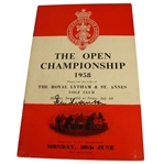 1958 Open Championship Monday Program Signed by Peter Thomson - Royal Lytham JSA COA