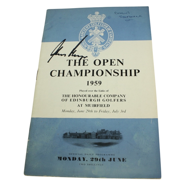 1959 Open Championship Monday Program Signed by Gary Player - Muirfield JSA COA