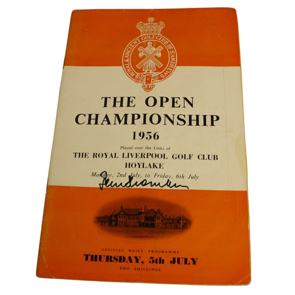 1956 Open Championship Thursday Program Signed by Peter Thomson - Royal Liverpool JSA COA
