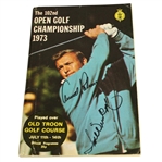 1973 Open Golf Program Signed by Arnold Palmer and Tom Weiskopf - Old Troon JSA COA