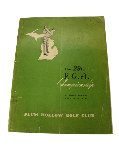 1947 PGA Championship Program at Plum Hollow CC Detroit, MI - Jim Ferrier Winner