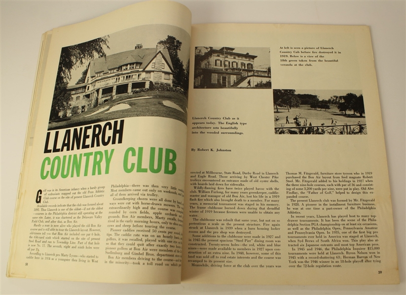 1958 PGA Championship Program at Llanerch CC Signed by Dow Finsterwald JSA COA