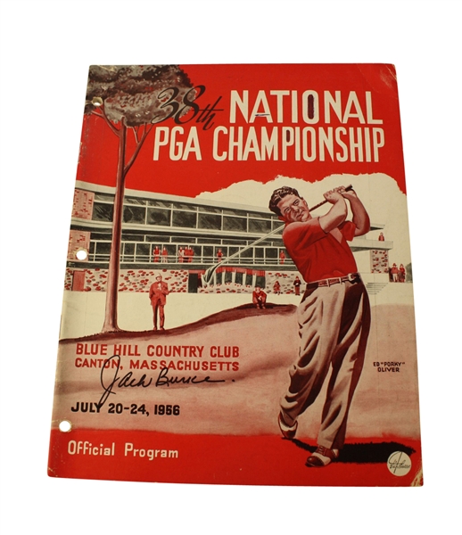 1956 PGA Championship Program at Blue Hill CC Signed by Jack Burke JSA COA 