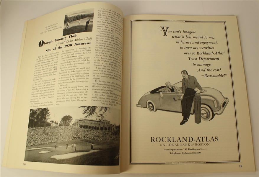 1957 US Amateur Championship Program at The Country Club - Hillman Robbins Winner