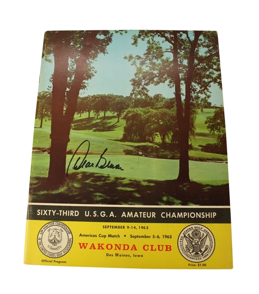 1963 US Amateur Championship Program Signed by Deane Beaman - Wakonda Club JSA COA